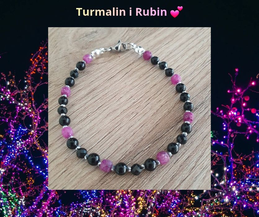 Bransoletka z kamieni Turmalin I Rubin