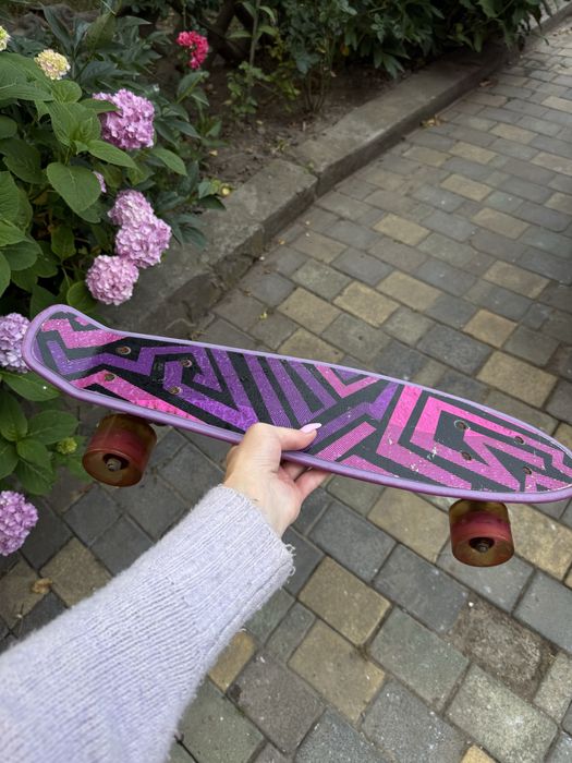 Скейт Пенні борд Penny board з малюнком для дітей і підлітків Фіолетовий