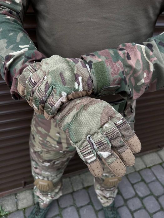 Повнопалі тактичні рукавиці з перфорацією Мультикам Олива Койот М L XL