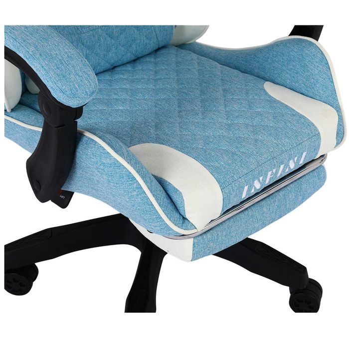 Fotel Gamingowy Infini Core Light Blue z Tkaniny i Podnóżkiem