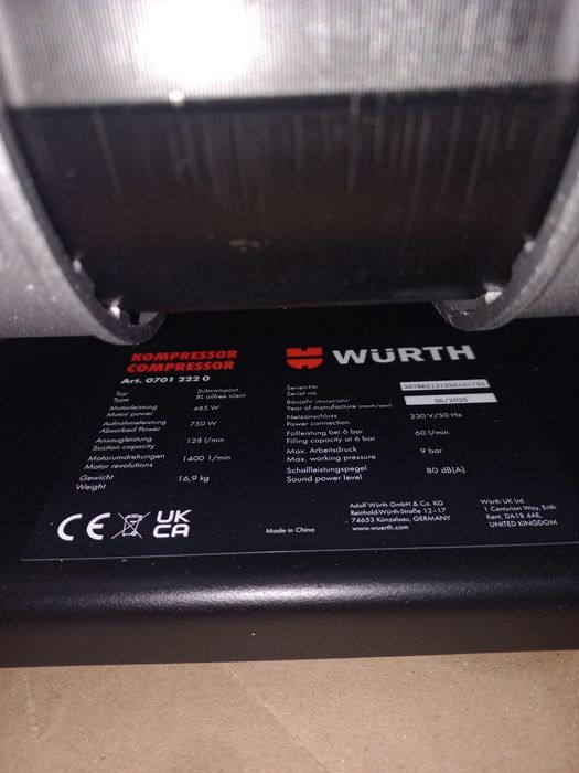 Компресор безмасляний Wurth