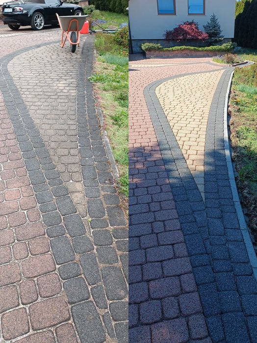 Mycie kostki brukowej elewacji dachów,tarasów, hal