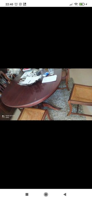 Conjunto de Sala Majestoso em Madeira Maciça e Palhinha