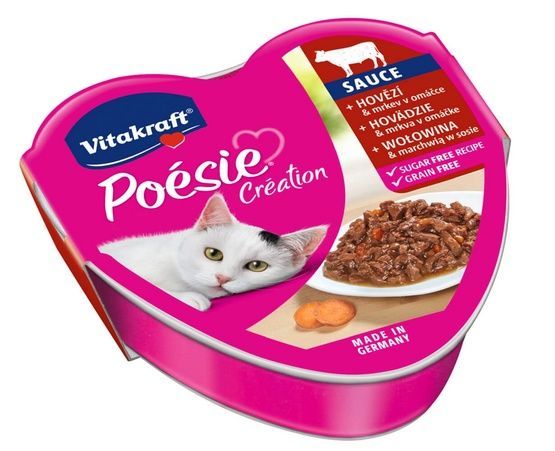 Karma dla kotów bez cukru - Vitakraft Wołowina z marchewką w sosie 85g
