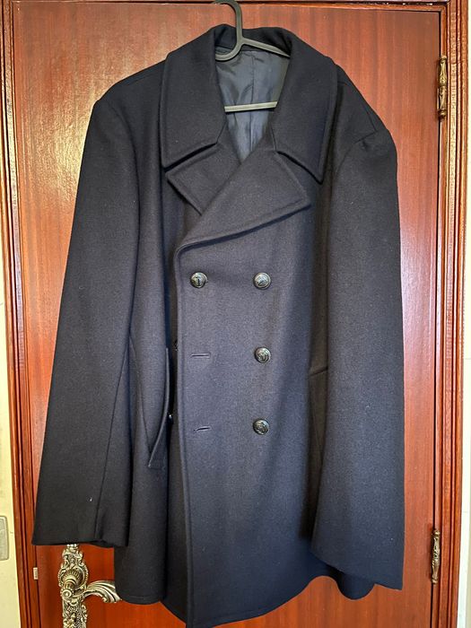 Sobretudo azul marinho 75% lã