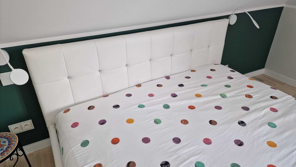 ŁÓŻKO białe ekoskóra na materac 200x180!