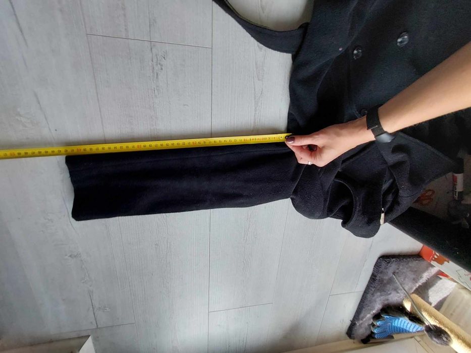 Płaszcz klasyczny czarny 38 M wełniany wełna