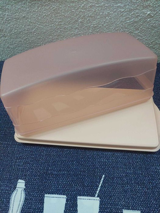 porta bolos retangular tupperware