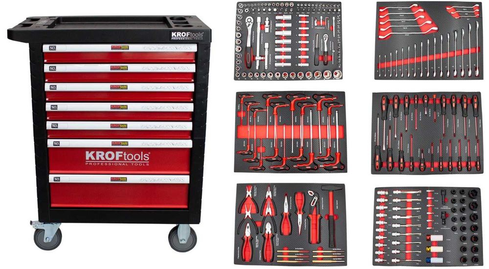 Carro de Ferramentas Kroftools com 236 Ferramentas Premium