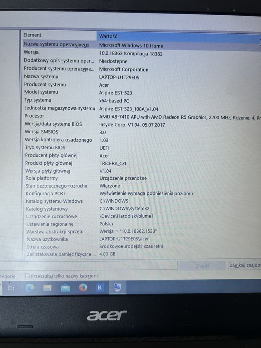 Laptop acer używany w dobrym stanie