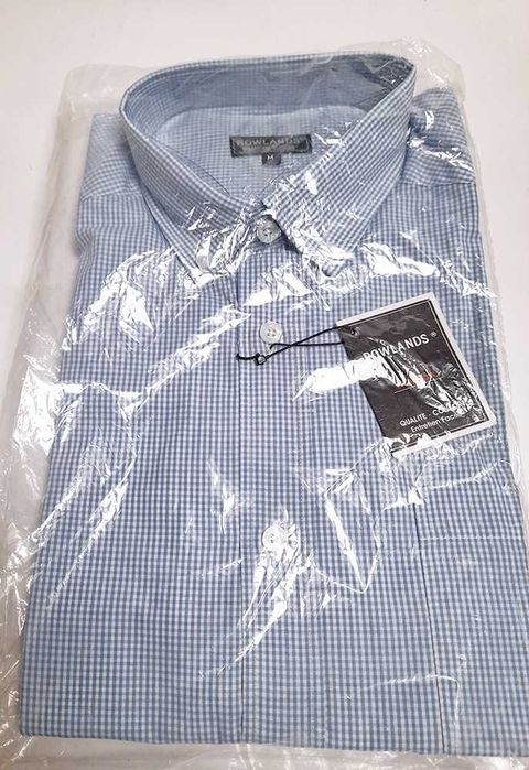 Camisa Manga Comprida Quadrados Xadrez Azul Branco Homem M Nova