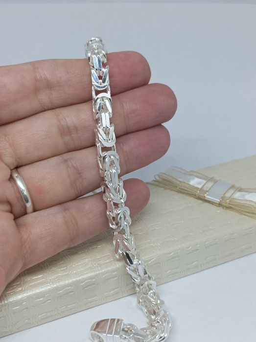 Srebrna bransoletka splot królewski 925 długość 22 cm