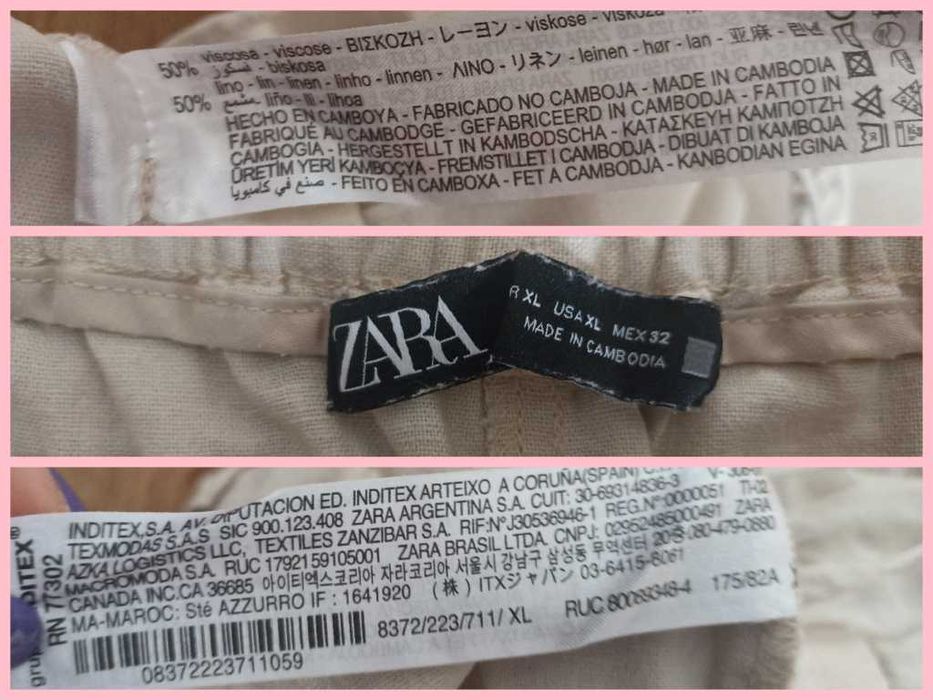 Zara Шорты женские лен с вискозой бежевые XL