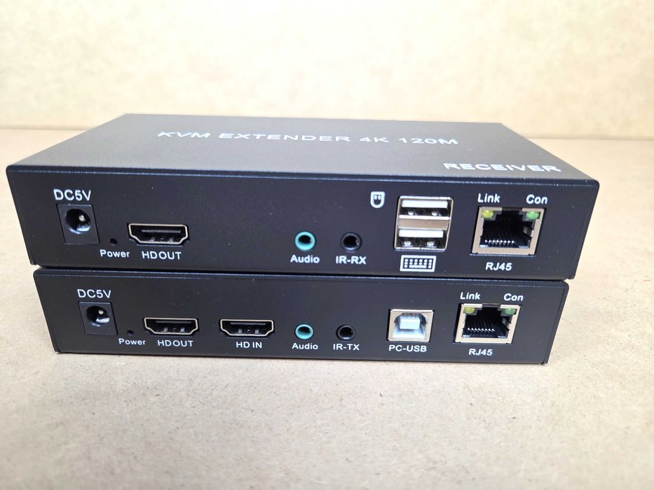 AKTYWNY Extender KVM 4K 120m Ethernet RJ45 HDMI USB Audio Zestaw