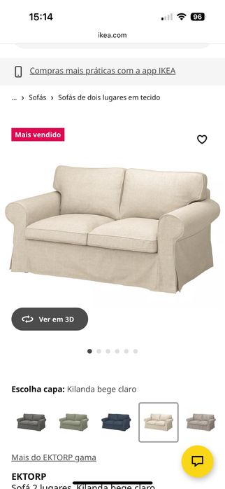 Sofá IKEA EKTORP 2 Lugares + 2 Capas (Verde e Branca)