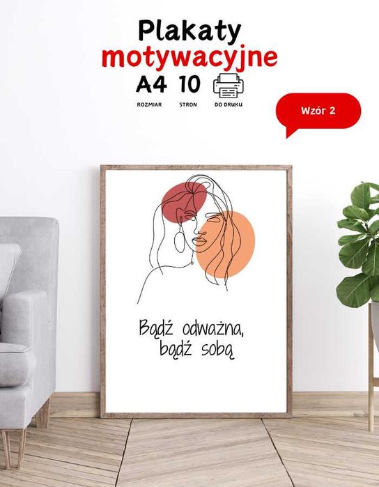 Plakaty motywacyjne na ścianę Line ART do biura A4 do druku