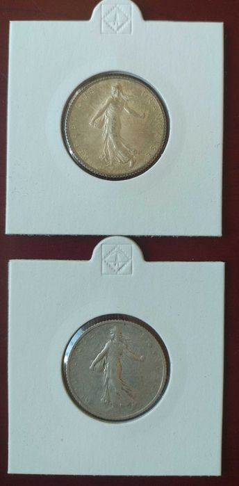 Monety 1 Frank Francja "Siewczyni" 2 szt.Ag