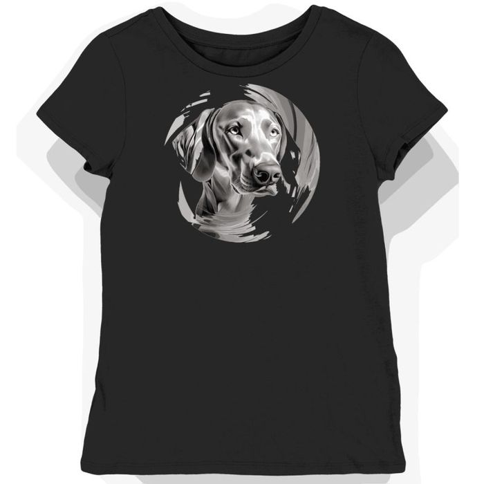 Koszulka damska czarna z nadrukiem spojrzenia Weimaranera XL