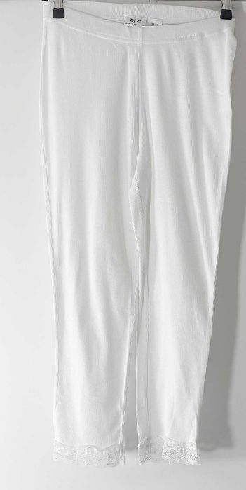Leggins białe z koronką 100% miękka Bawełna R-36/38