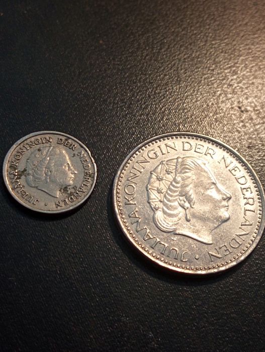 2 moedas 1 gulden e 10 cents - Netherlands - Holanda - 1973 e 1950