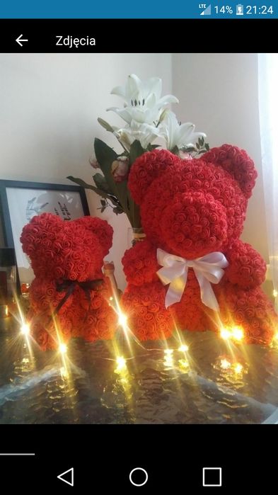 Rose bear 23 cm 35 cm ślub urodziny miś z różyczek