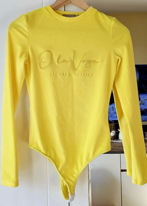 Nowe żółte welurowe body, O'La Voga, rozm M