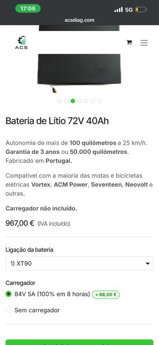 Vendo bateria de litio  de 100km de autonomia, despachar