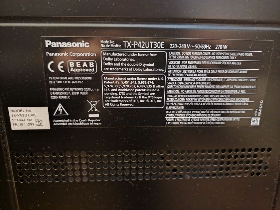 Panasonic TX-P42UT30E – uszkodzony
Matryca/obraz w idealnym stanie.
Te