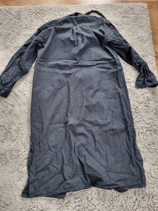 Sukienka granatowa z długim rękawem rozmiar S, H&M len