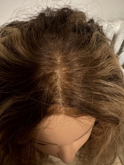 Peruka z naturalnych wlosow afro loki braz i blond lace front