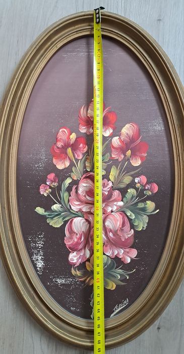 Conjunto 2 quadros antigos pintados a mão, oleo s/ madeira