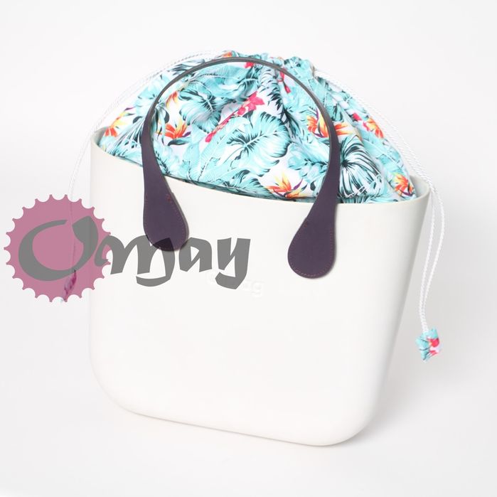 organizer OBAG MINI worek liście róż turkus 2 kieszenie komin OMAY