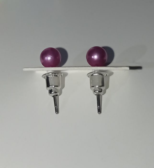 Nowe kolczyki kulki różowe ze stali nierdzewnej wkrętki