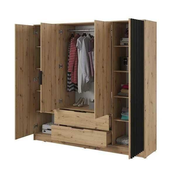 Szafa 4D Kaszmir  Artisan Szary Grafit 206cm Opcja Lustro Nadstawka