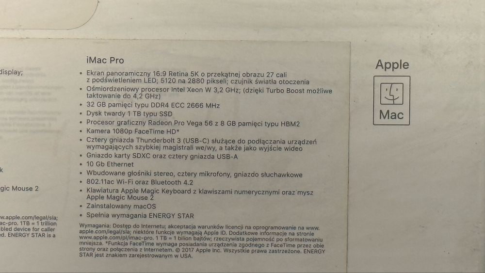 Apple iMac Pro + GRATISY 3,2GHz Intel Xeon 32GB Ram DDR4 dysk 1TB