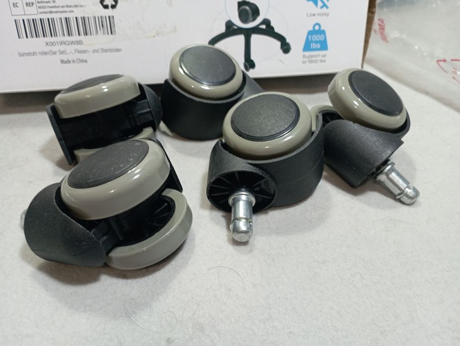 Комплект з 5 обгумованих роликів для офісного крісла