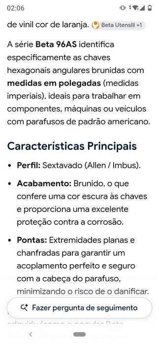 Jogo chaves Beta polegadas