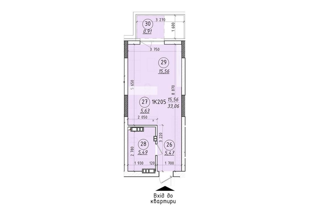 Однокімнатна квартира в новобудові центр міста