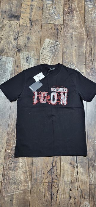 Icon czarna koszulka męska t-shirt bawełna premium porządna Dsquared2
