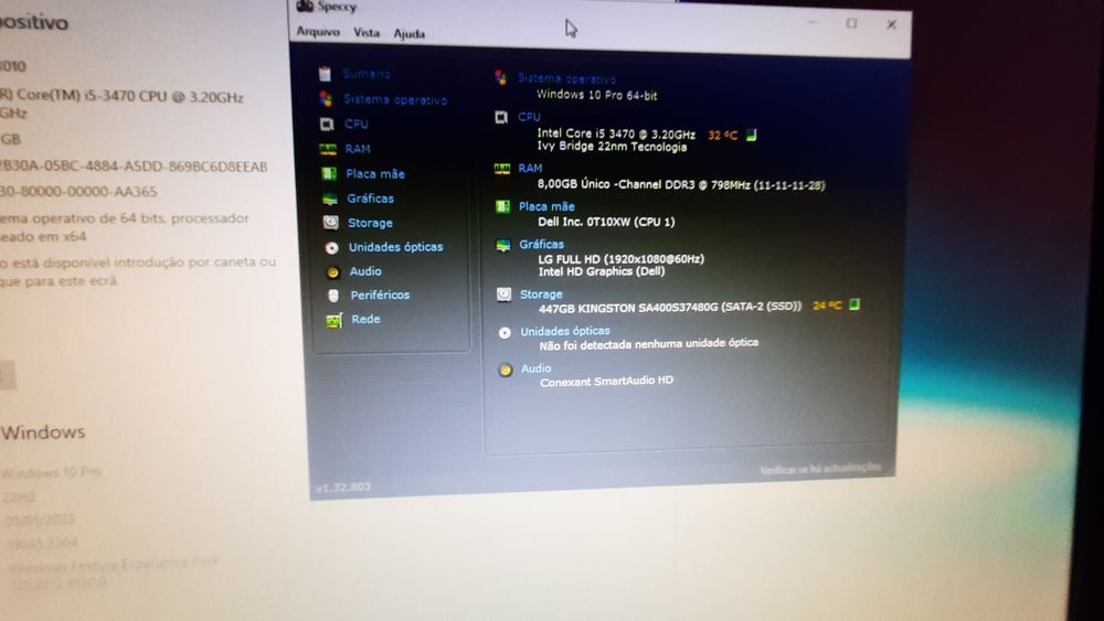 Pç DELL-3010SFF 3ªG|i5-3.2Ghz|16G|SSD240G+HDD320G|Wifi-2.4G|VGA/DP|W10