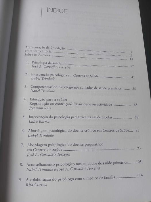"Psicologia nos Cuidados de Saúde Primários" por Trindade e Carvalho