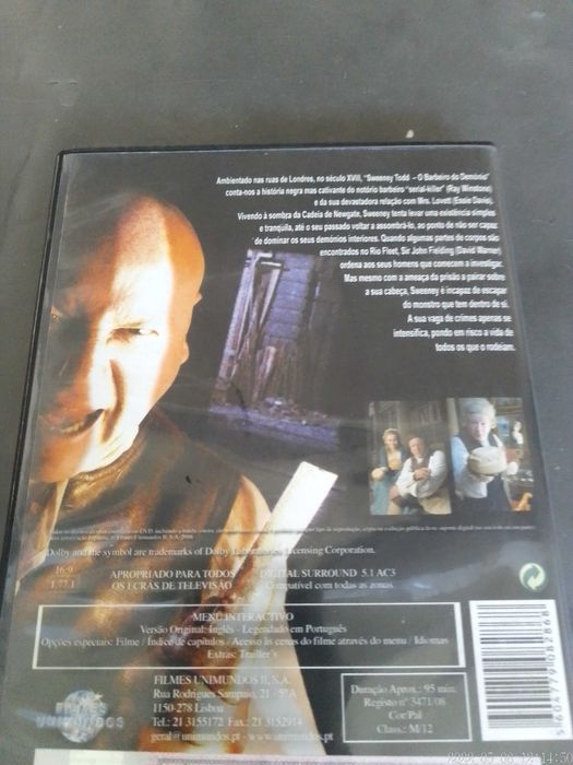 DVD Sweeny Todd Barbeiro de Fleet Street Filme David Moore Essie Davis