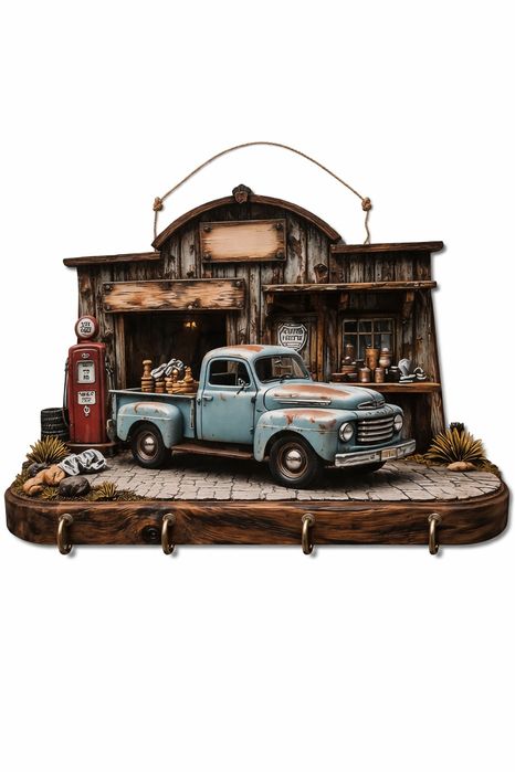 Настінна ключниця у стилі ретро (2D)