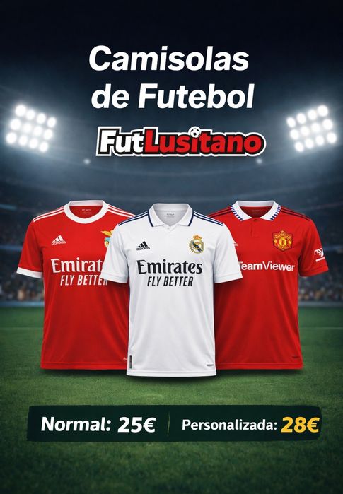 Camisolas de futebol de várias equipas do mundo.