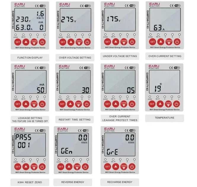 Розумне WIFI реле напруги EARU EAMPDW-TY-63S Tuya