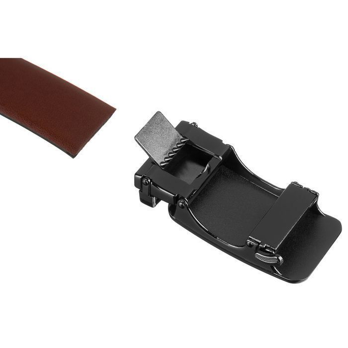 Skórzany, brązowy pasek męski z automatyczną klamrą - Peterson 85