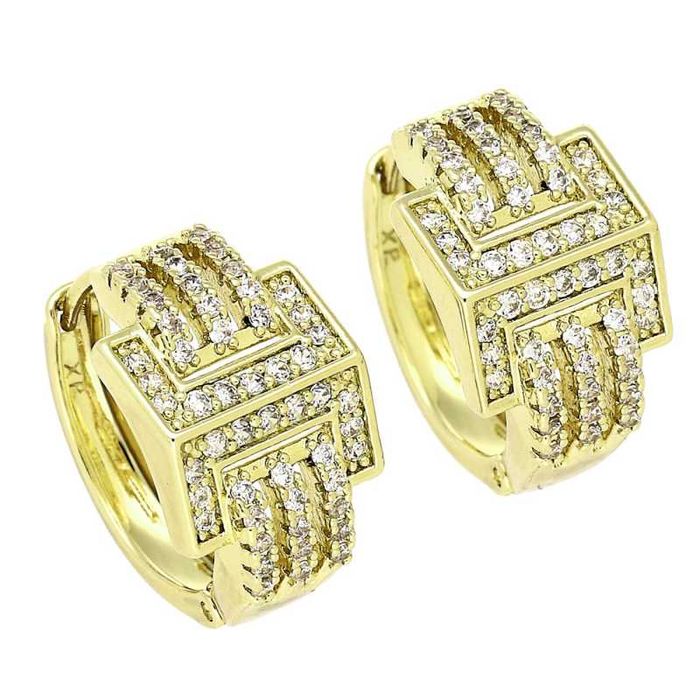 89164 Kolczyki 14k pozłacane 17/10 MM eleganckie kółka z cyrkoniami