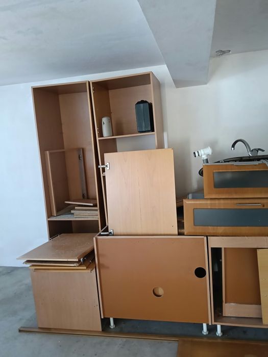 Cozinha Completa Modular (Madeira/Granito) + Lava-Loiça e Torneira