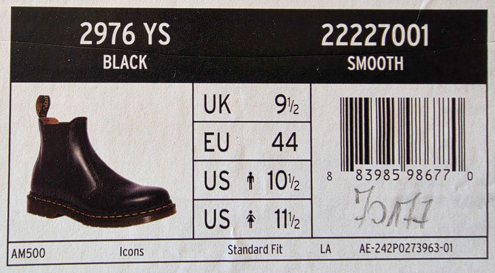 Dr. Martens Sztyblety 2976 Black Smooth 22227001