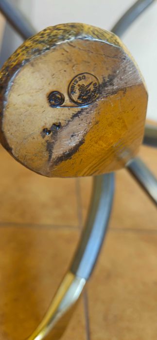 Sygnowany stolik Manfred Bredohl Design Mosiądz Ginkgo, Szkło 1cm Vintage